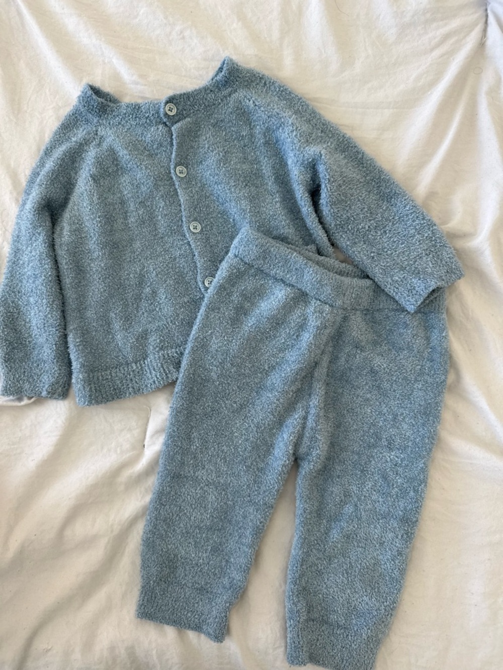 Modern Moments Cozy Light Blue Plush Cardigan & Pants Set
